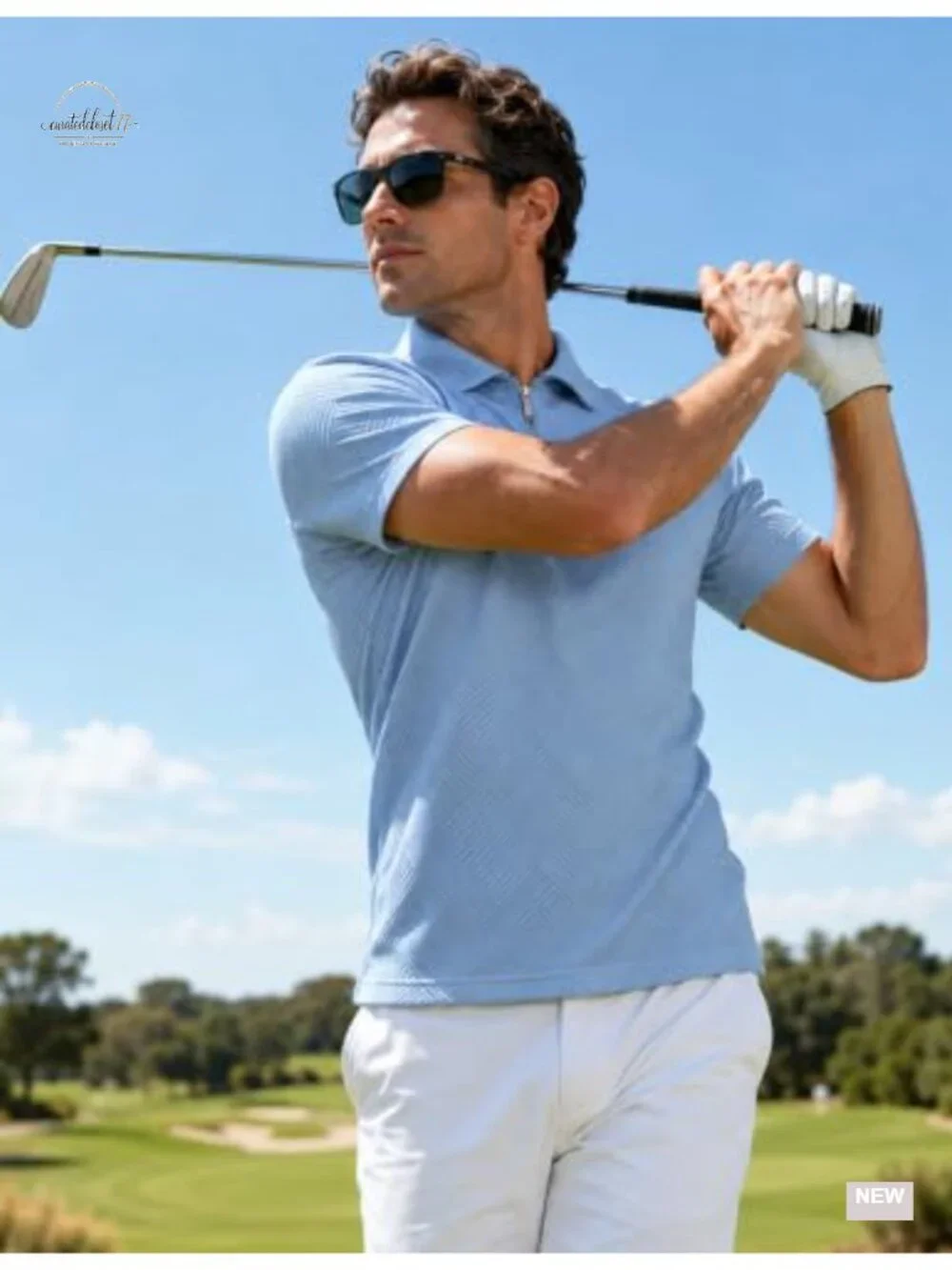 Men's Zip Polo Shirt Short Sleeve Sweatshirt Polyester Blend Casual Golf Top